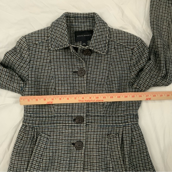 Banana Republic Womens Sz 6 Linen Wool Blend Blazer Houndstooth 
Brown Blue Tan - Picture 12 of 15
